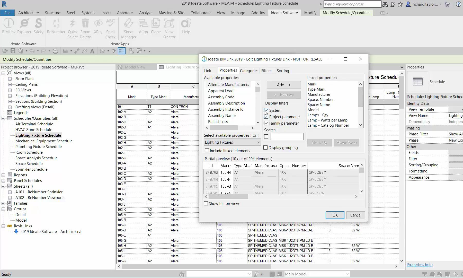 Ideate BIMLink - Excel