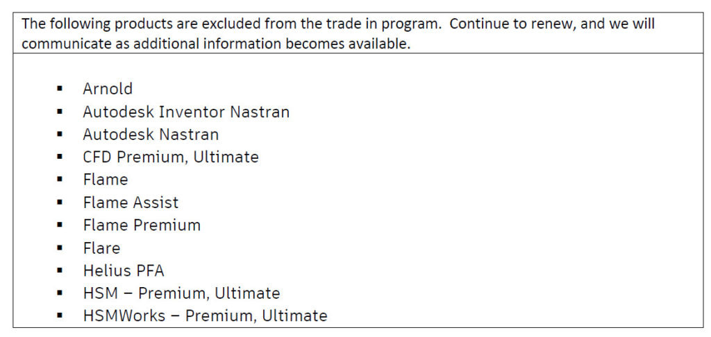 Trade-in Product Exclusions