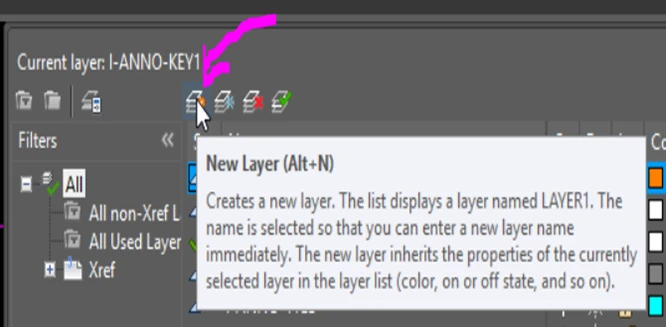 shortcut key for creating new layers in AutoCAD